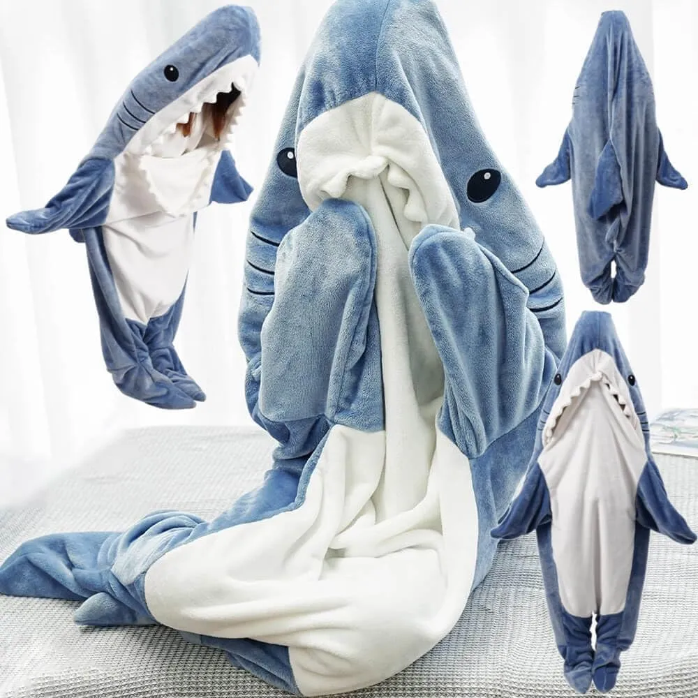 Shark Onesie, Shark Blanket Hoodie Onesie Adult, Shark Sleeping Bag for Adult (L)