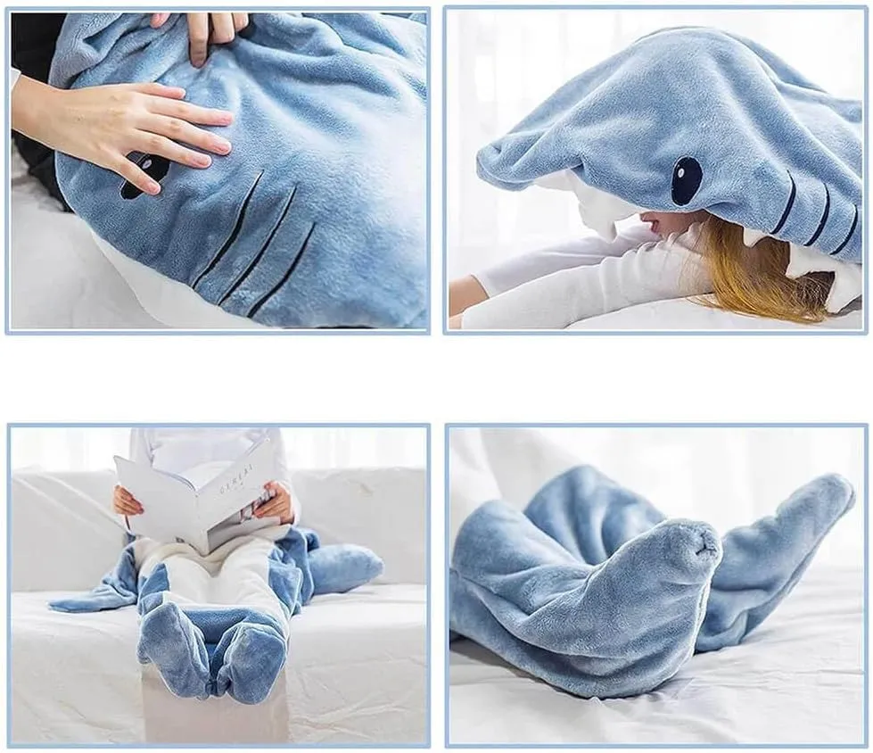 Shark Onesie, Shark Blanket Hoodie Onesie Adult, Shark Sleeping Bag for Adult (L)