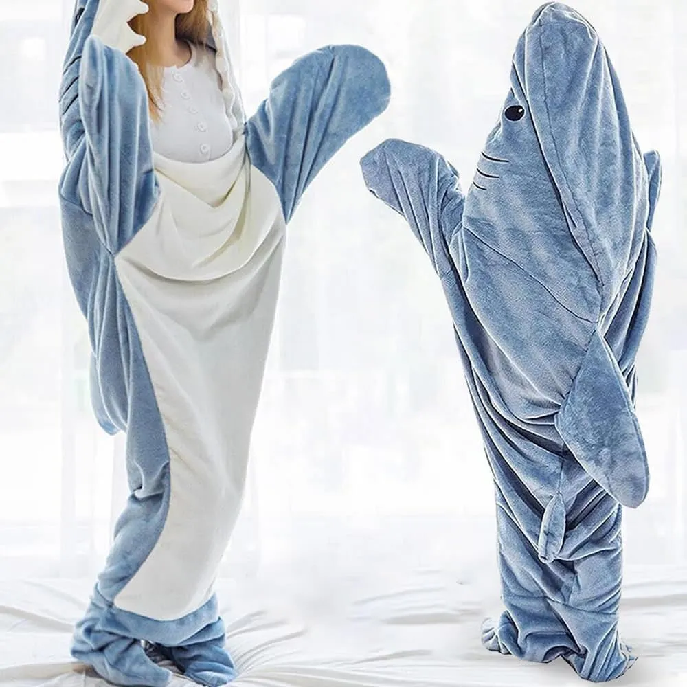 Shark Onesie, Shark Blanket Hoodie Onesie Adult, Shark Sleeping Bag for Adult (L)