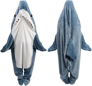 Shark Onesie, Shark Blanket Hoodie Onesie Adult, Shark Sleeping Bag for Adult (L)