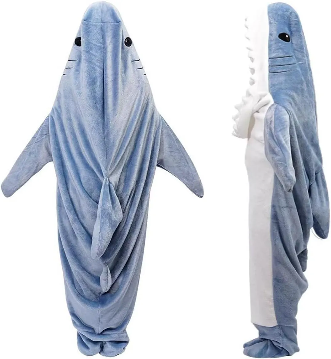 Shark Onesie Shark Blanket Hoodies Wearable Shark Blanket Soft Flannel Shark Costume Sleeping Bag Shark Pajamas