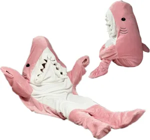 Shark Sleeping Bag - Wearable Fleece Throw Blanket for Adults & Kids - Cosplay Shark Costume Gifts