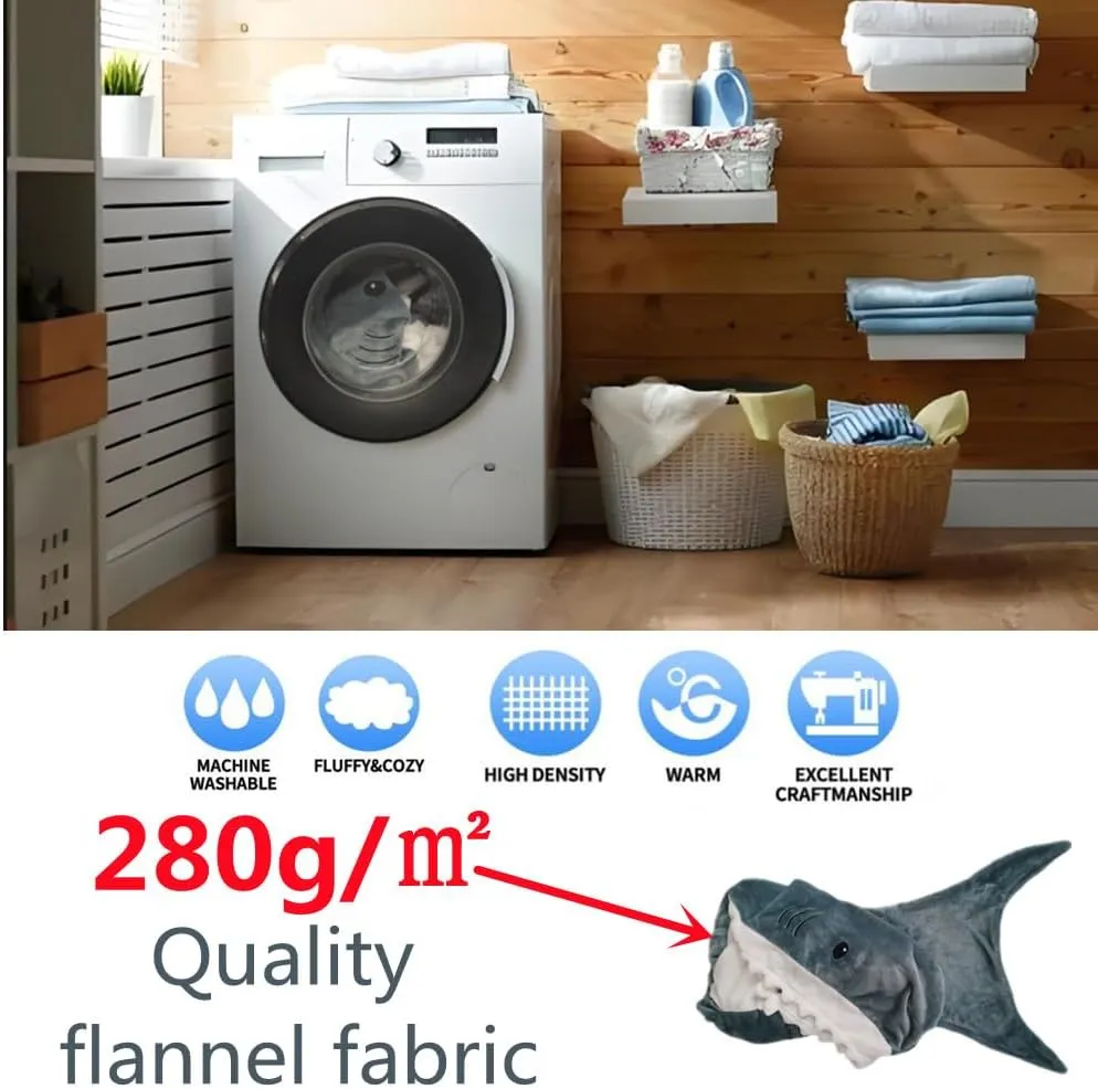 Shark Sleeping Bag - Wearable Fleece Throw Blanket for Adults & Kids - Cosplay Shark Costume Gifts