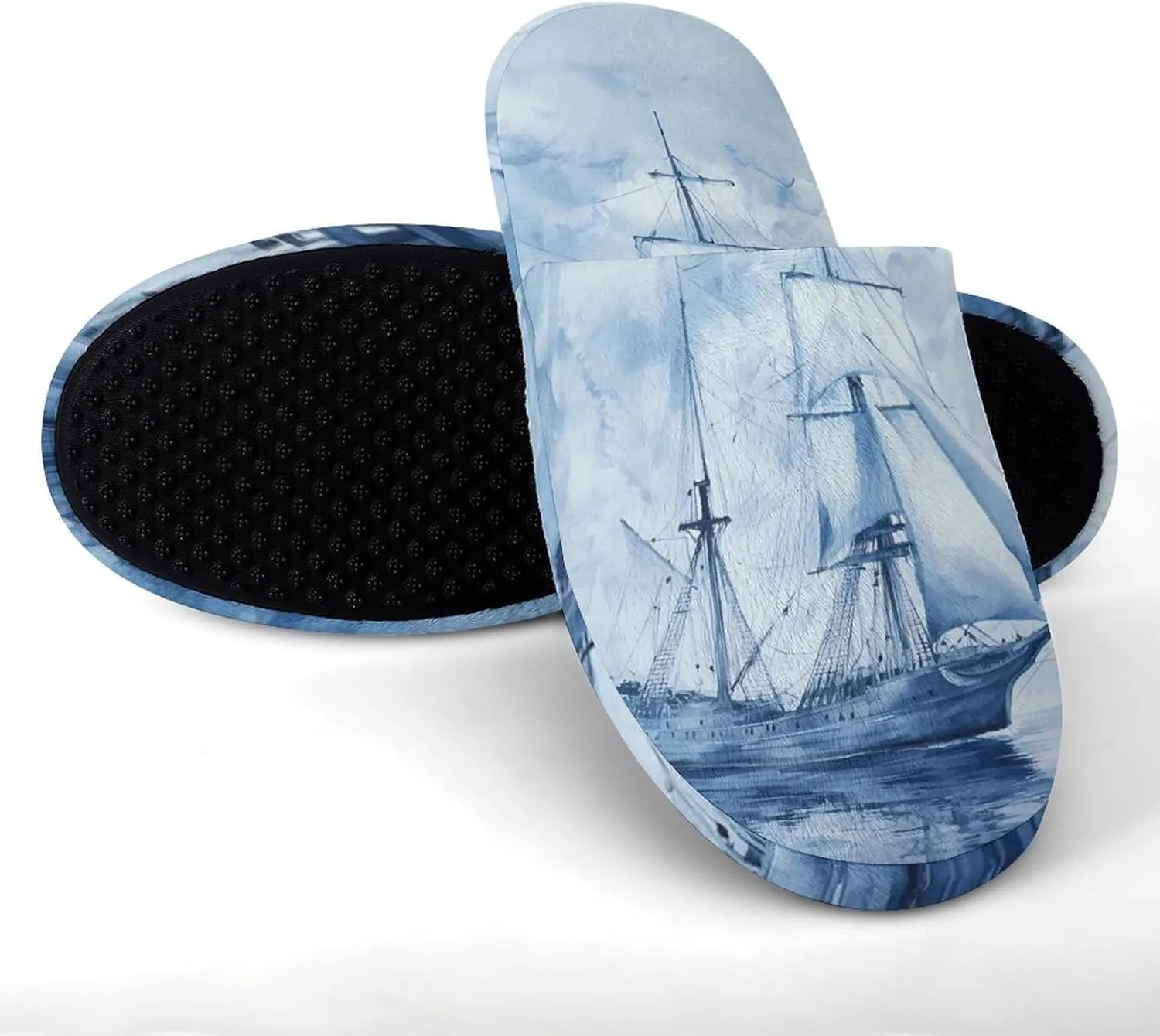 Ships in The Glacier Cozy Womens Flannel Slippers Winter Warm Slip-on House Shoes For Home Office Hotel