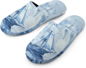 Ships in The Glacier Cozy Womens Flannel Slippers Winter Warm Slip-on House Shoes For Home Office Hotel