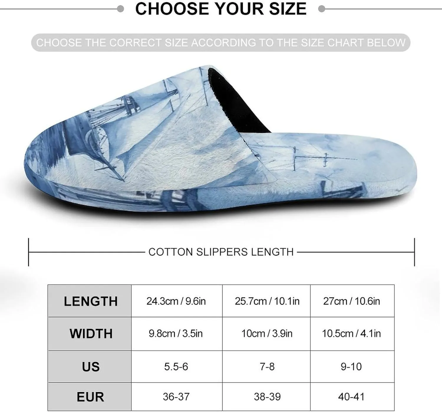Ships in The Glacier Cozy Womens Flannel Slippers Winter Warm Slip-on House Shoes For Home Office Hotel