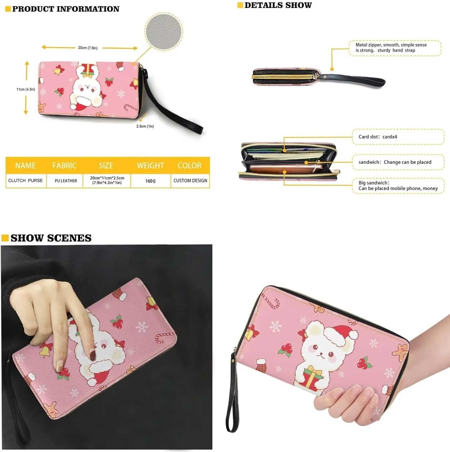 Shoulder Bag Set of 2 Christmas Purse for Women Small Wrist Strap Wallet