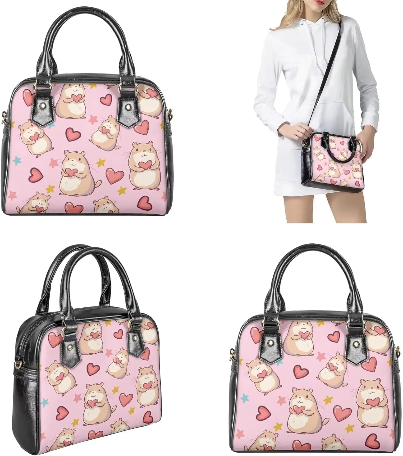 Shoulder Bag Tote Purse Saddle Bags with Handle Leather Wallet 3 Piece