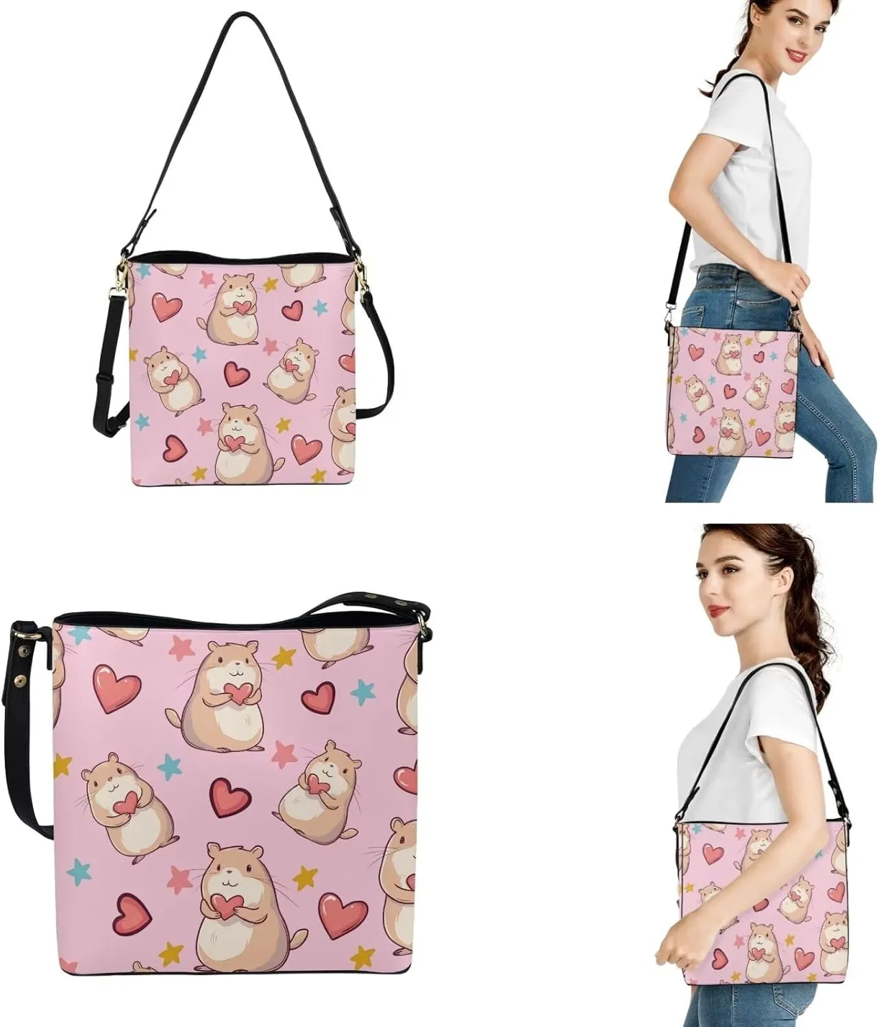 Shoulder Bag Tote Purse Saddle Bags with Handle Leather Wallet 3 Piece