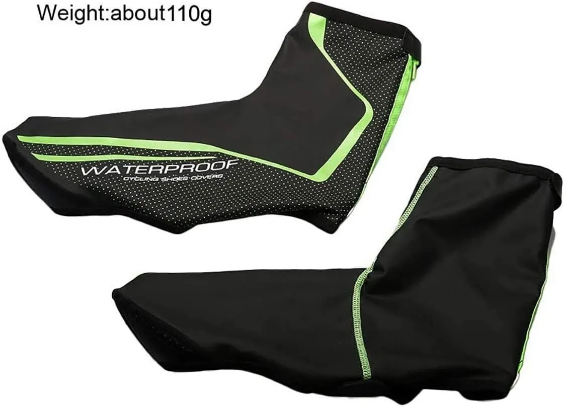 Silicone Waterproof Shoes Covers Lesrly-Cycle Bicycle Leg Covers, Waterproof Non Slip Windproof Shoe Covers, Durable Warm & Reflective Design, Suitable For Men Women Road Bikes ( Color : A , Size : B(