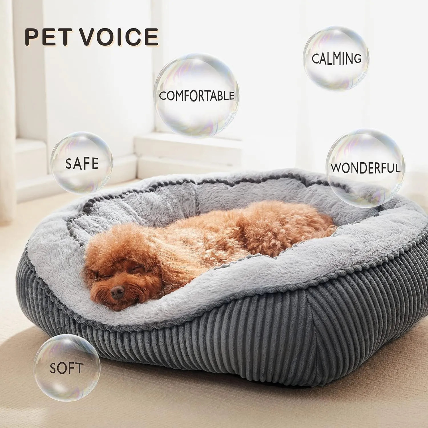 SIWA MARY Dog Beds for Small Medium Large Dogs & Cats. Washable Pet Bed, Orthopedic Dog Sofa Bed, Luxury Wide Side Fancy Design, Soft Calming Sleeping Warming Puppy Bed, Anti-Slip Bottom(25"x21"x8")