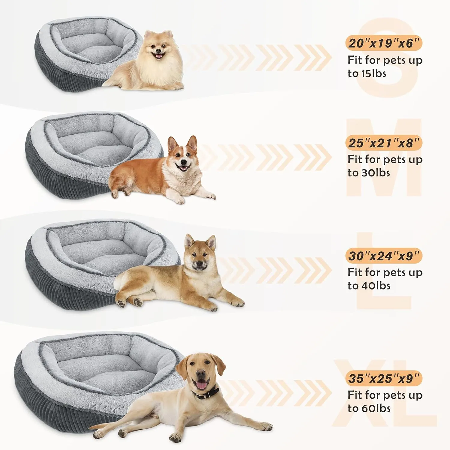 SIWA MARY Dog Beds for Small Medium Large Dogs & Cats. Washable Pet Bed, Orthopedic Dog Sofa Bed, Luxury Wide Side Fancy Design, Soft Calming Sleeping Warming Puppy Bed, Anti-Slip Bottom(25"x21"x8")