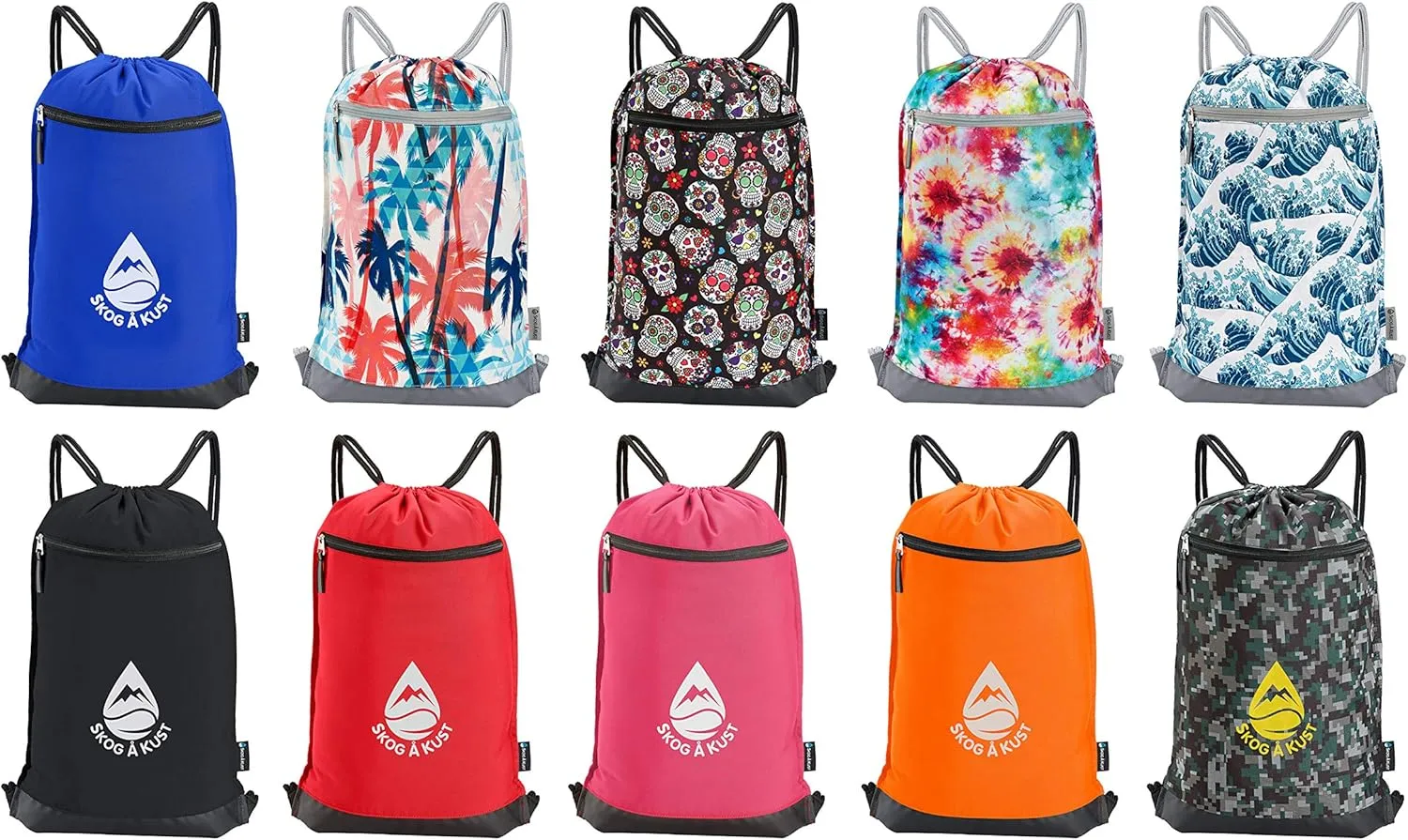 Skog Å Kust GymSak | Patented 2-in-1 Drawstring Cinch Bag with Removable Waterproof Dry Bag | Pink