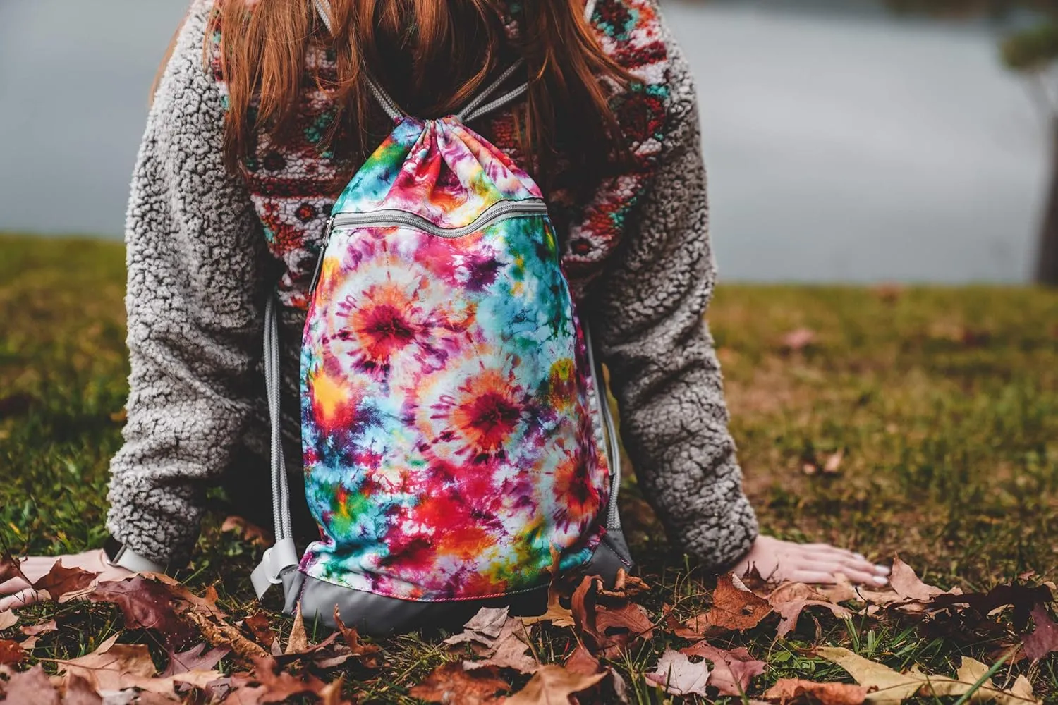Skog Å Kust GymSak | Patented 2-in-1 Drawstring Cinch Bag with Removable Waterproof Dry Bag | Pink