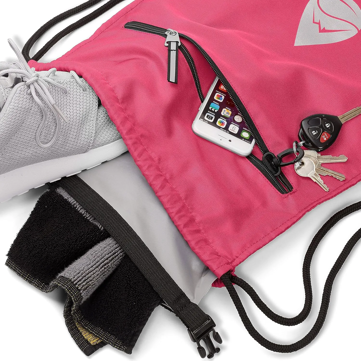 Skog Å Kust GymSak | Patented 2-in-1 Drawstring Cinch Bag with Removable Waterproof Dry Bag | Pink