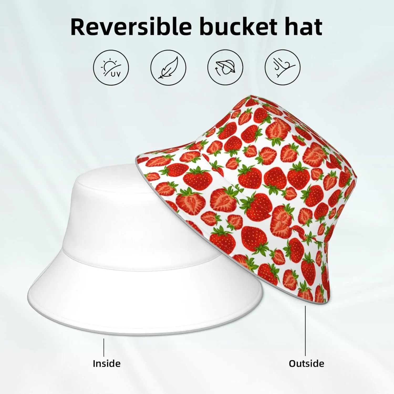 Sky Blue Tie Dye Bucket Hat for Women Men Teens Double-Side-Wear Reversible Summer Beach Sun Hat Packable Fisherman Cap