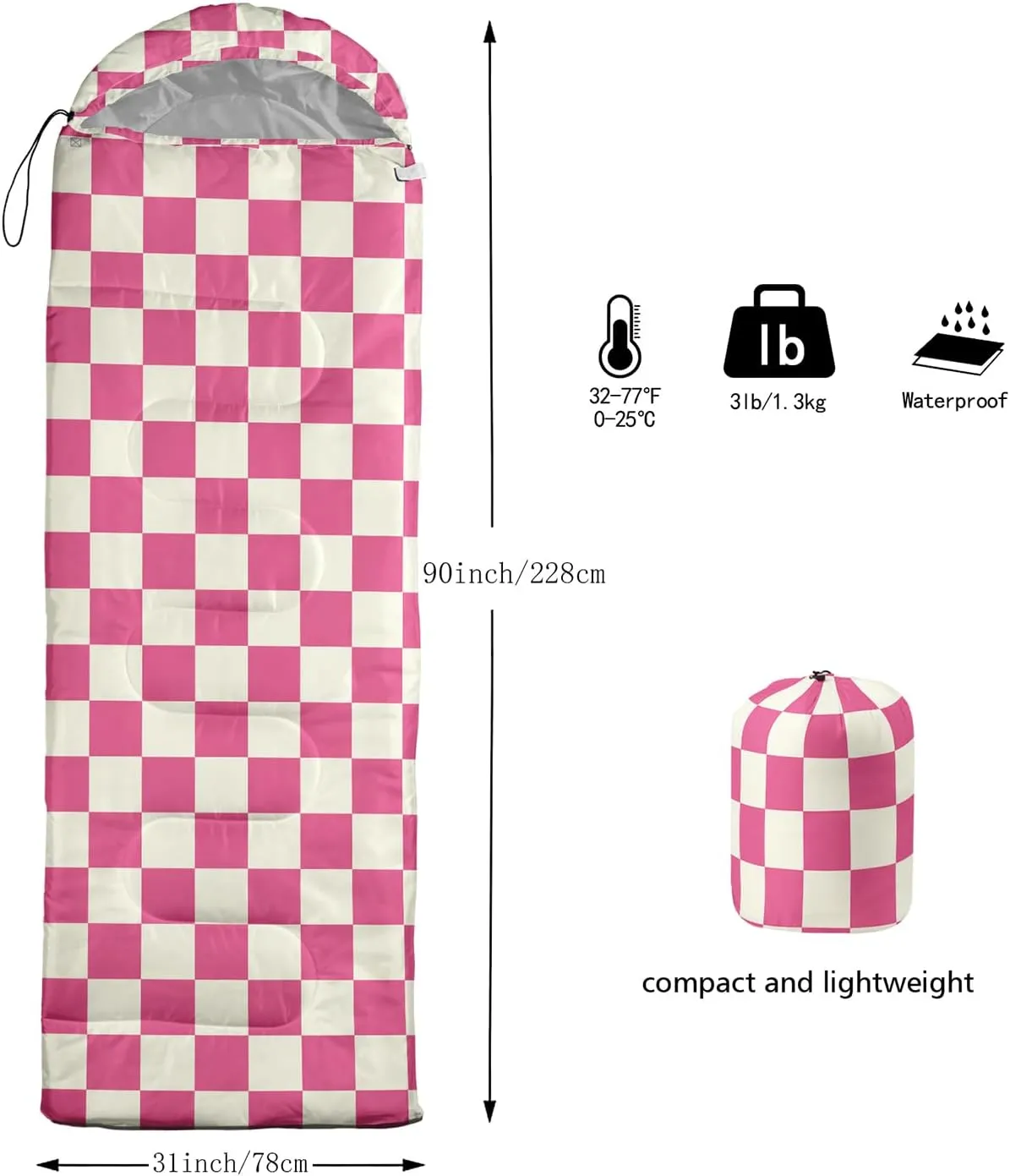 Sleeping Bags for Adults and Kids Backpacking Camping Sleeping Bags for Girls and Boys Lightweight Waterproof Cold/Warm Sleeping Bag for All Season