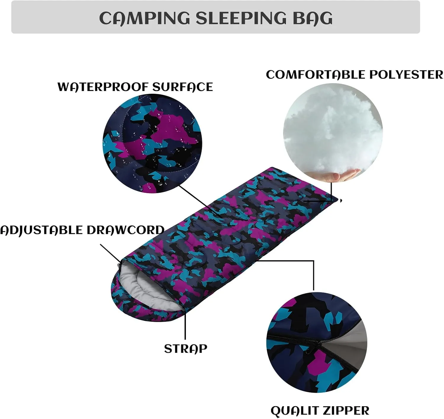 Sleeping Bags for Adults and Kids Backpacking Camping Sleeping Bags for Girls and Boys Lightweight Waterproof Cold/Warm Sleeping Bag for All Season