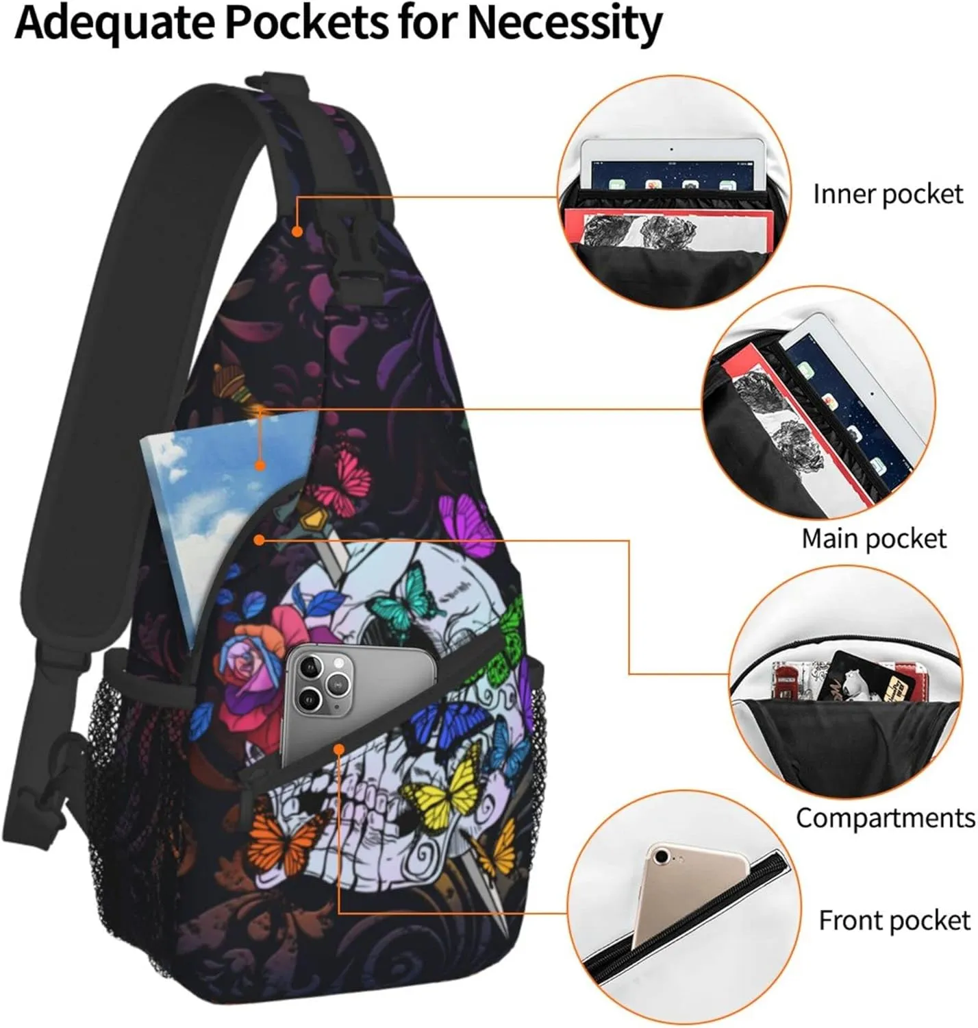 Sling Daypacks,adjustable Rope Crossbody One Shoulder Bag Travel Hiking Cycling for Men Women Gift…