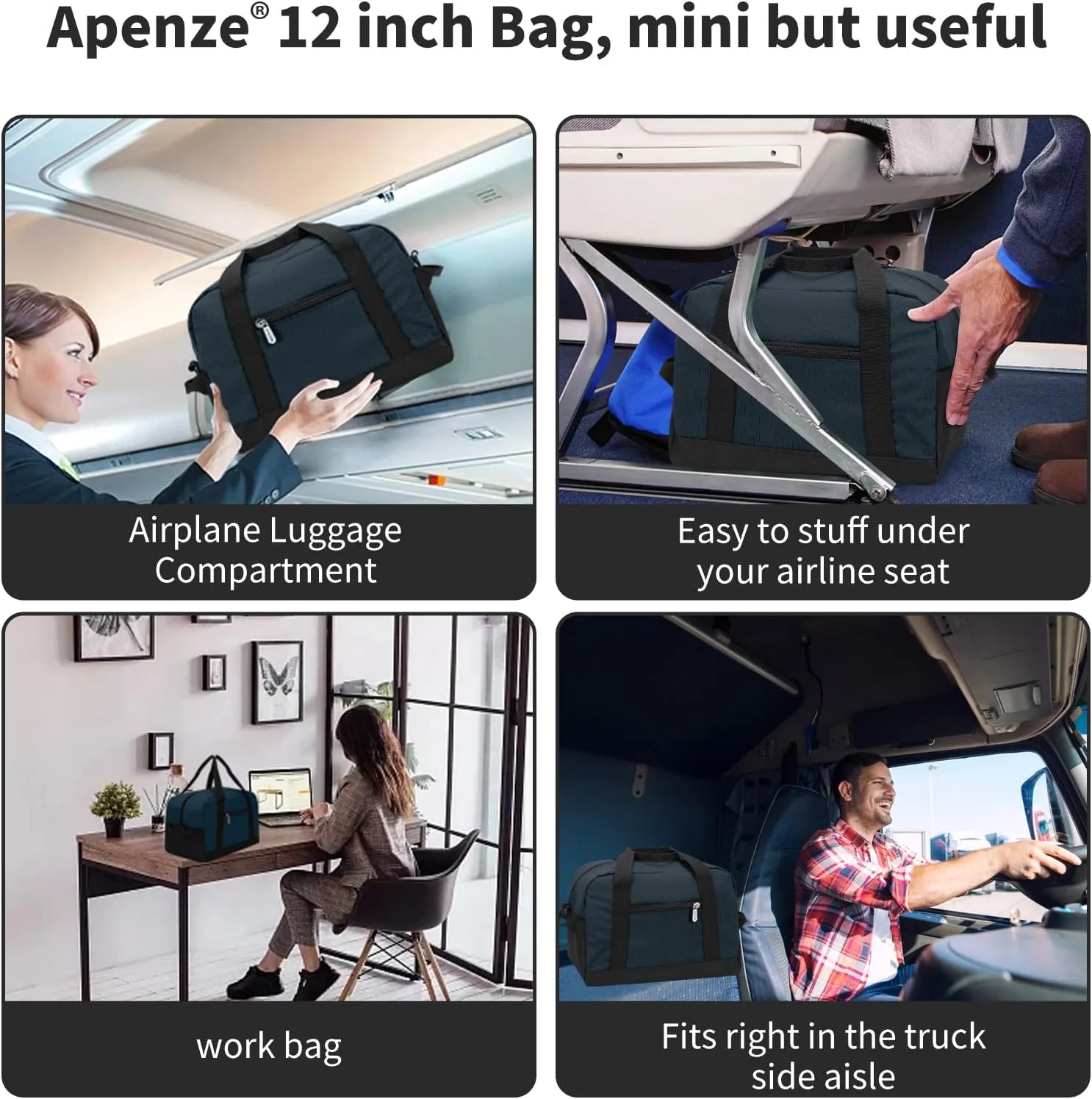 Small Gym Bag Carry On Bag - 12 in Mini Duffle Bag Lightweight for Overnight Travel（Navy Blue）