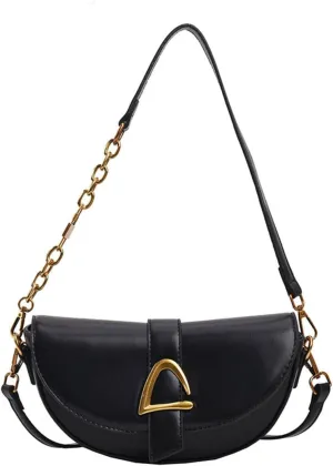 Small Leather Saddle Armpit Bags For Women Chain Shoulder Crossbody Bag Ladies Vintage Underarm Handbags Bolsa