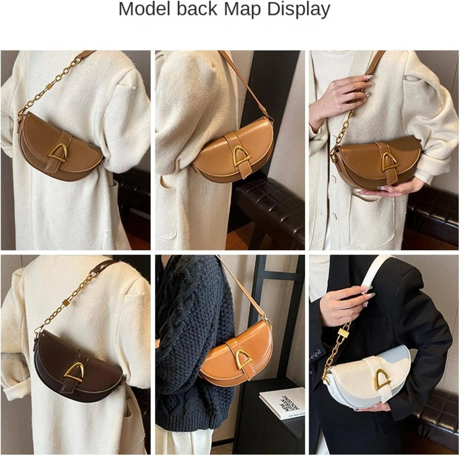 Small Leather Saddle Armpit Bags For Women Chain Shoulder Crossbody Bag Ladies Vintage Underarm Handbags Bolsa