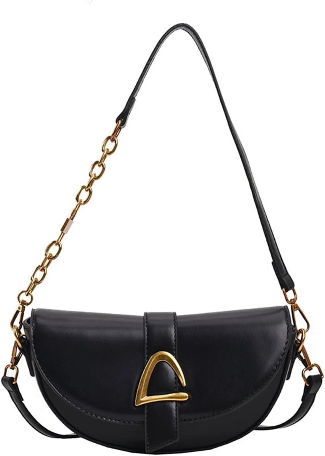 Small Leather Saddle Armpit Bags For Women Chain Shoulder Crossbody Bag Ladies Vintage Underarm Handbags Bolsa