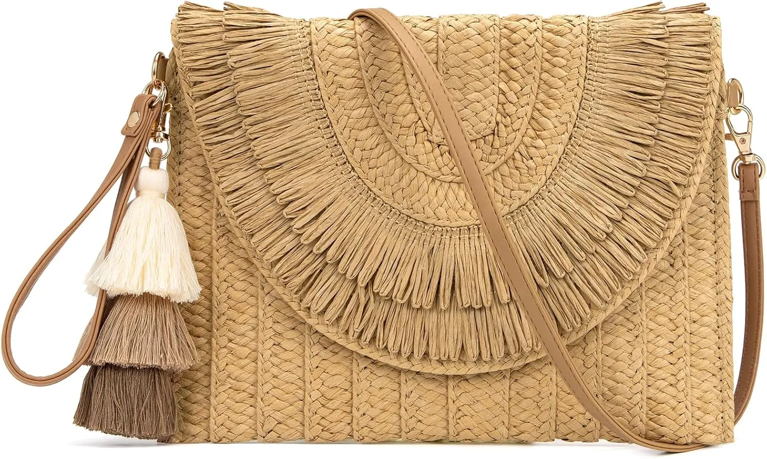 Small Straw Clutch Purses For Women Raffia Shoulder Beach Bag Summer Woven Purse Envelope Crossbody Handbag Wallet