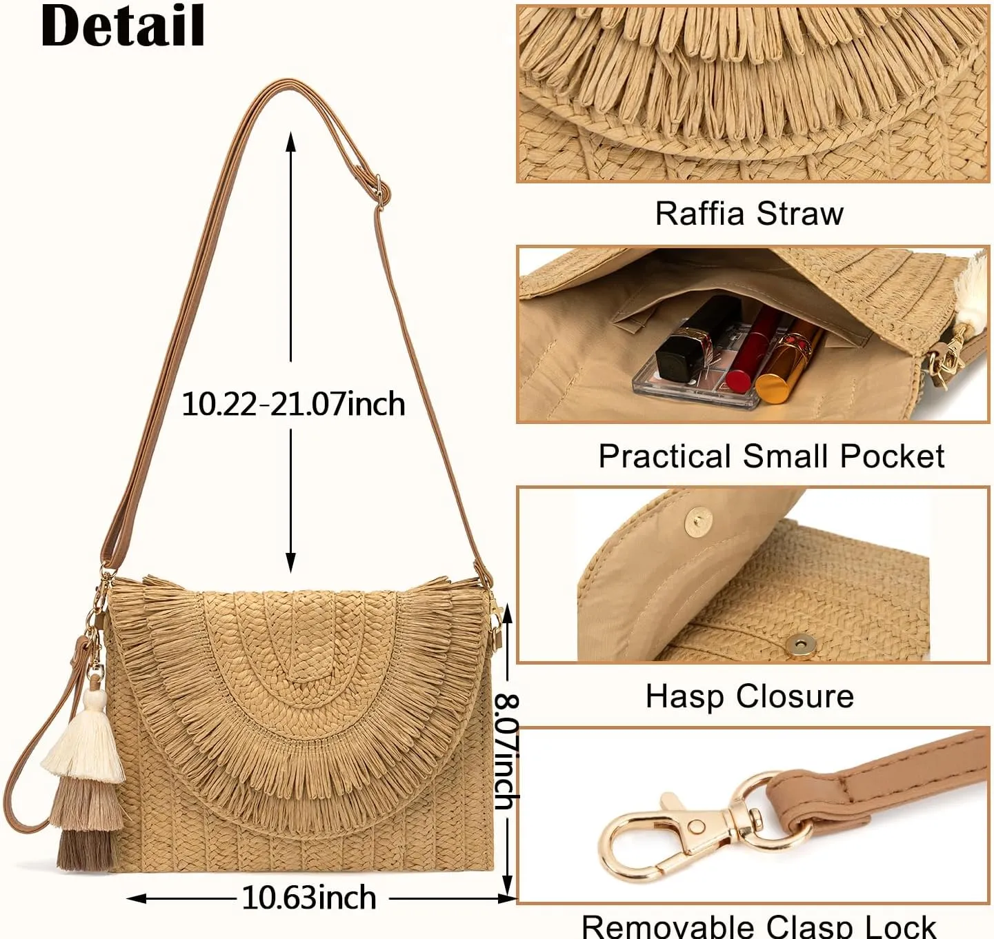 Small Straw Clutch Purses For Women Raffia Shoulder Beach Bag Summer Woven Purse Envelope Crossbody Handbag Wallet