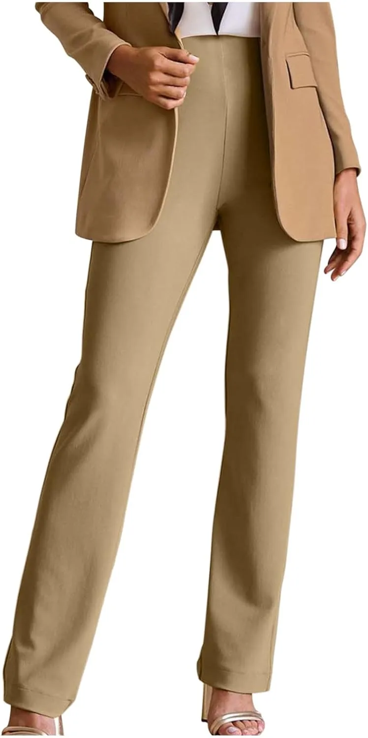 SMIDOW Womens Dress Pants for Work Business Casual High Waisted Straight Leg Bootcut Stretchy Pant Regular Fit
