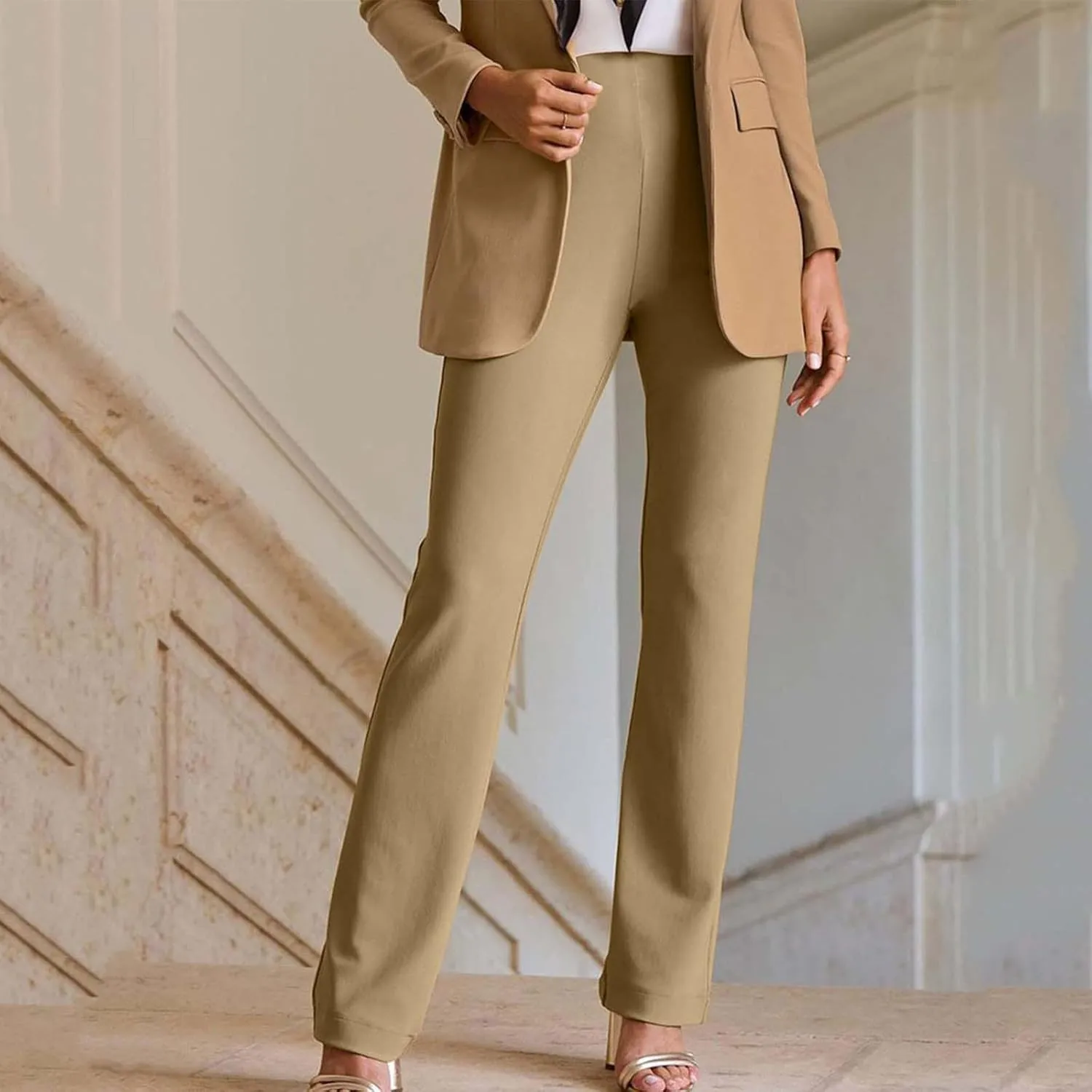 SMIDOW Womens Dress Pants for Work Business Casual High Waisted Straight Leg Bootcut Stretchy Pant Regular Fit
