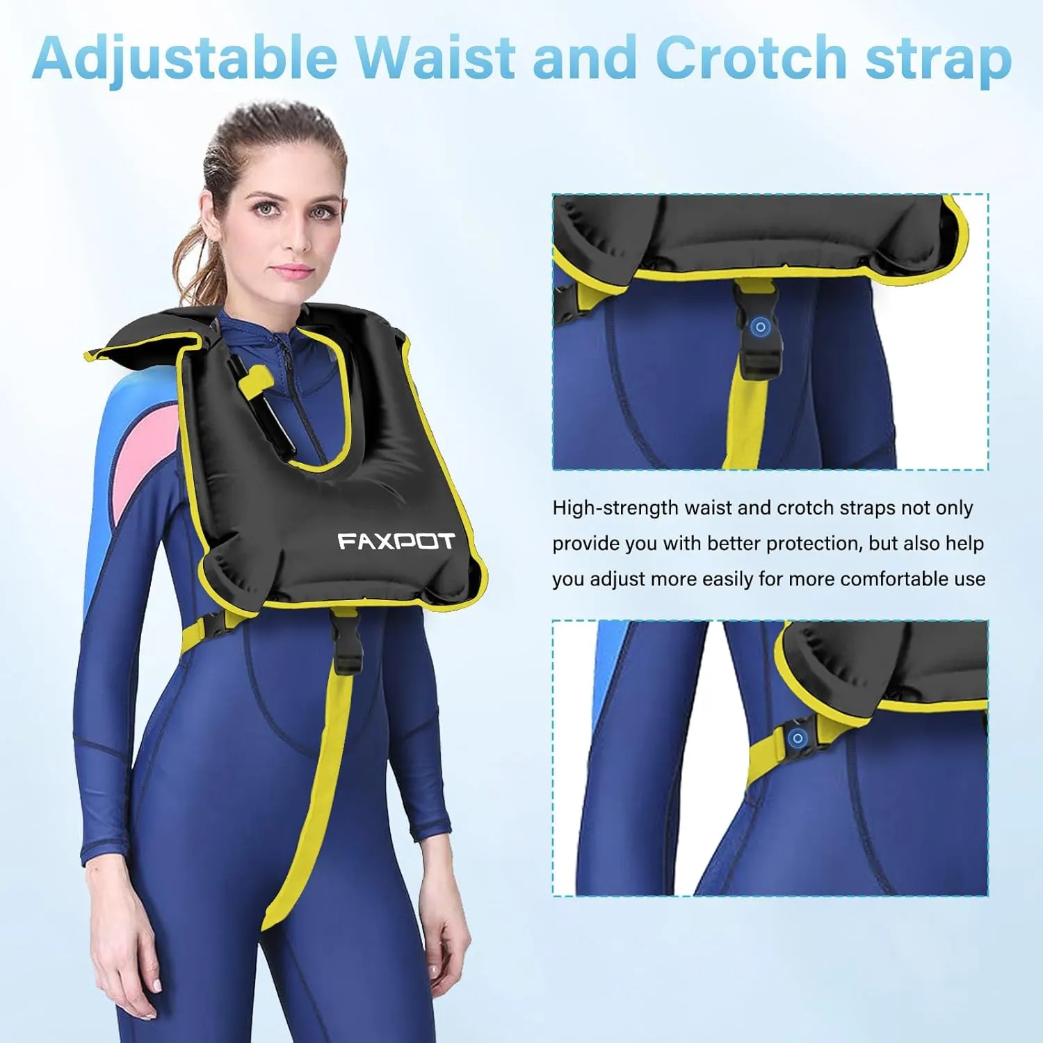 Snorkel Vest, Adults Portable Kayaking Buoyancy Inflatable Swim Vest Jackets, Diving Surfing Adjustable Snorkeling Vest Swimming Jacket for Outdoor Water Sports Fun Safety