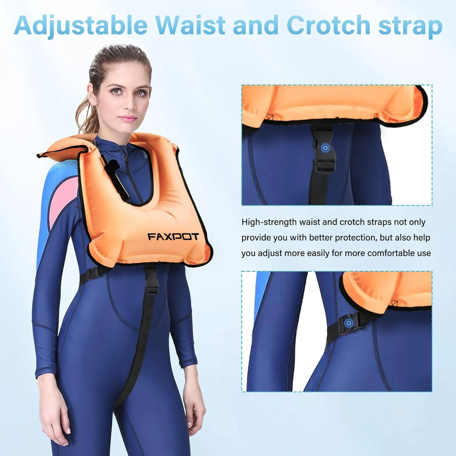 Snorkel Vest, Adults Portable Kayaking Buoyancy Inflatable Swim Vest Jackets, Diving Surfing Adjustable Snorkeling Vest Swimming Jacket for Outdoor Water Sports Fun Safety
