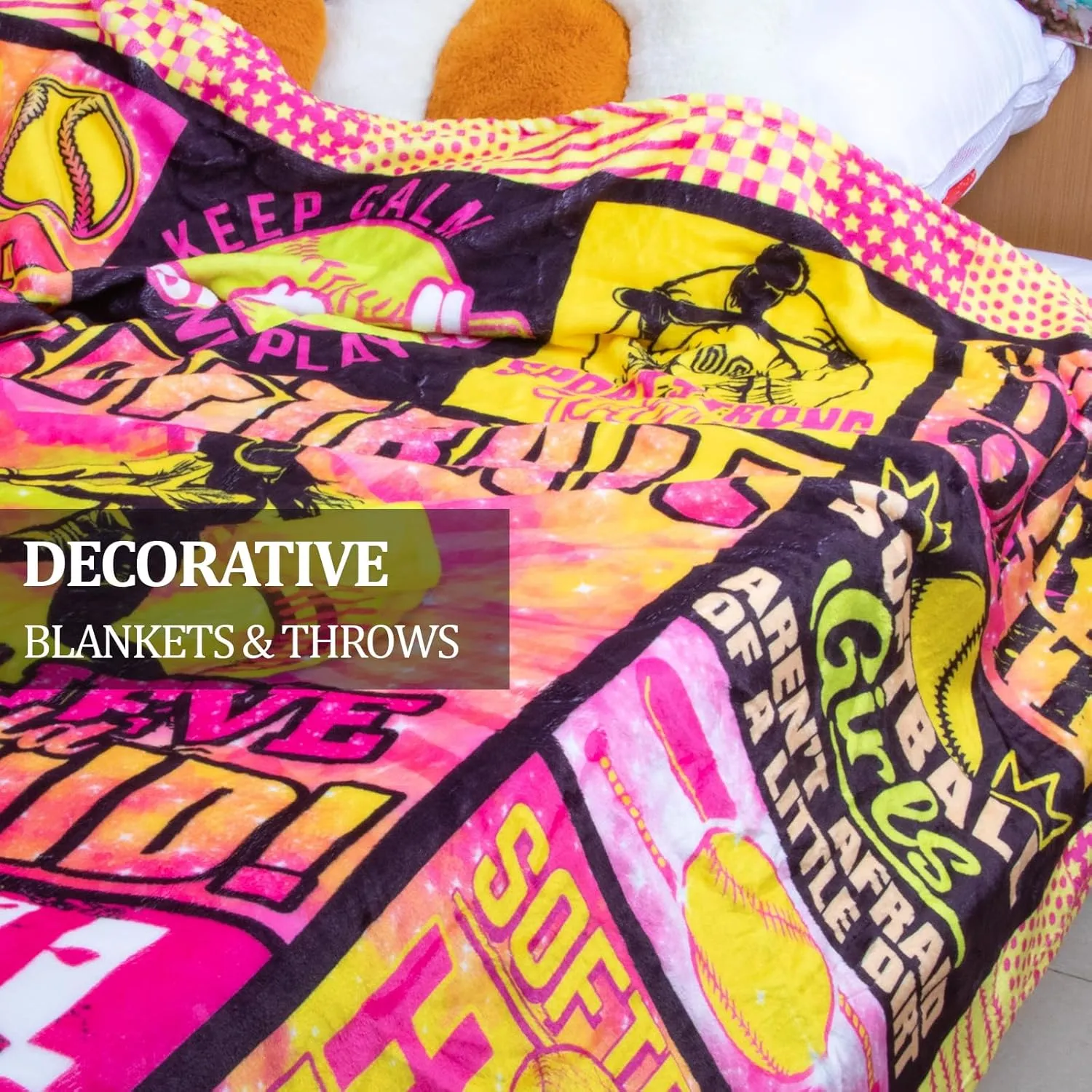 Softball Gifts, Softball Blanket for Girls, Sports Accessories for Teens Adults 80"x60"