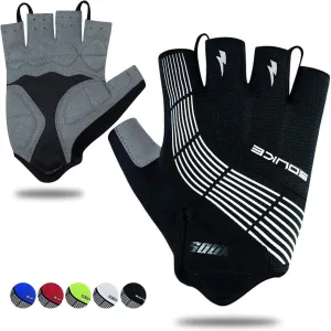 Souke Sports Cycling Bike Gloves - Padded Half Finger Bicycle Gloves with Shock-Absorbing, Anti-Slip, Breathable MTB & Road Biking Features for Men & Women
