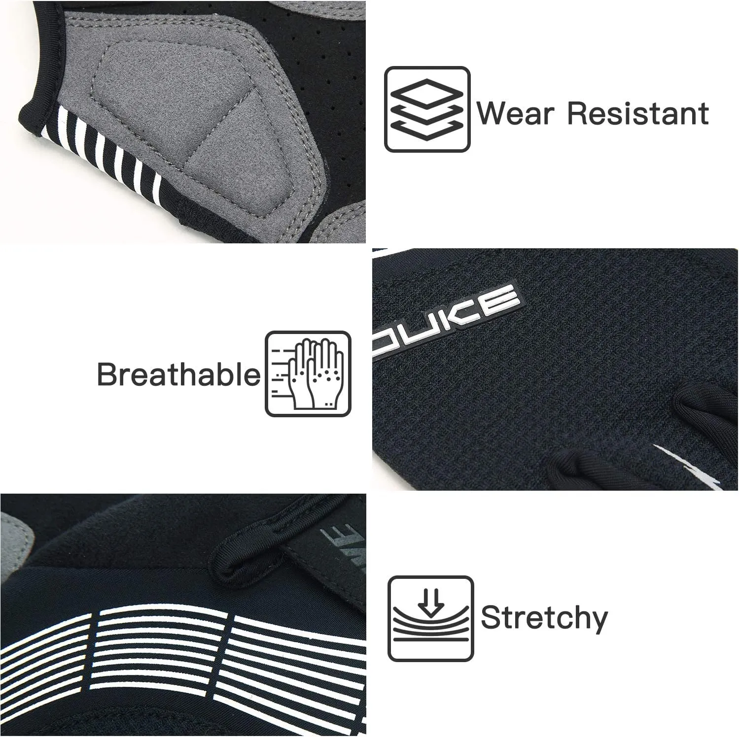 Souke Sports Cycling Bike Gloves - Padded Half Finger Bicycle Gloves with Shock-Absorbing, Anti-Slip, Breathable MTB & Road Biking Features for Men & Women