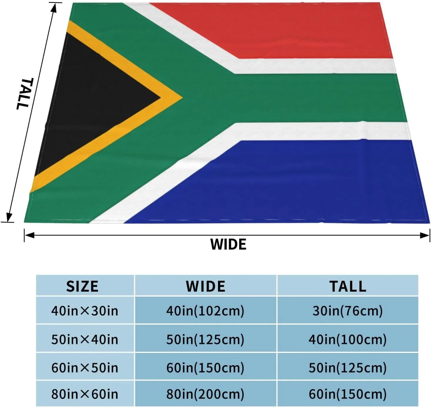 South Africa Flag Super Soft Microfiber Flannel Blankets, Bed, Sofa Ultra Luxurious Warm and Cozy for All Seasons