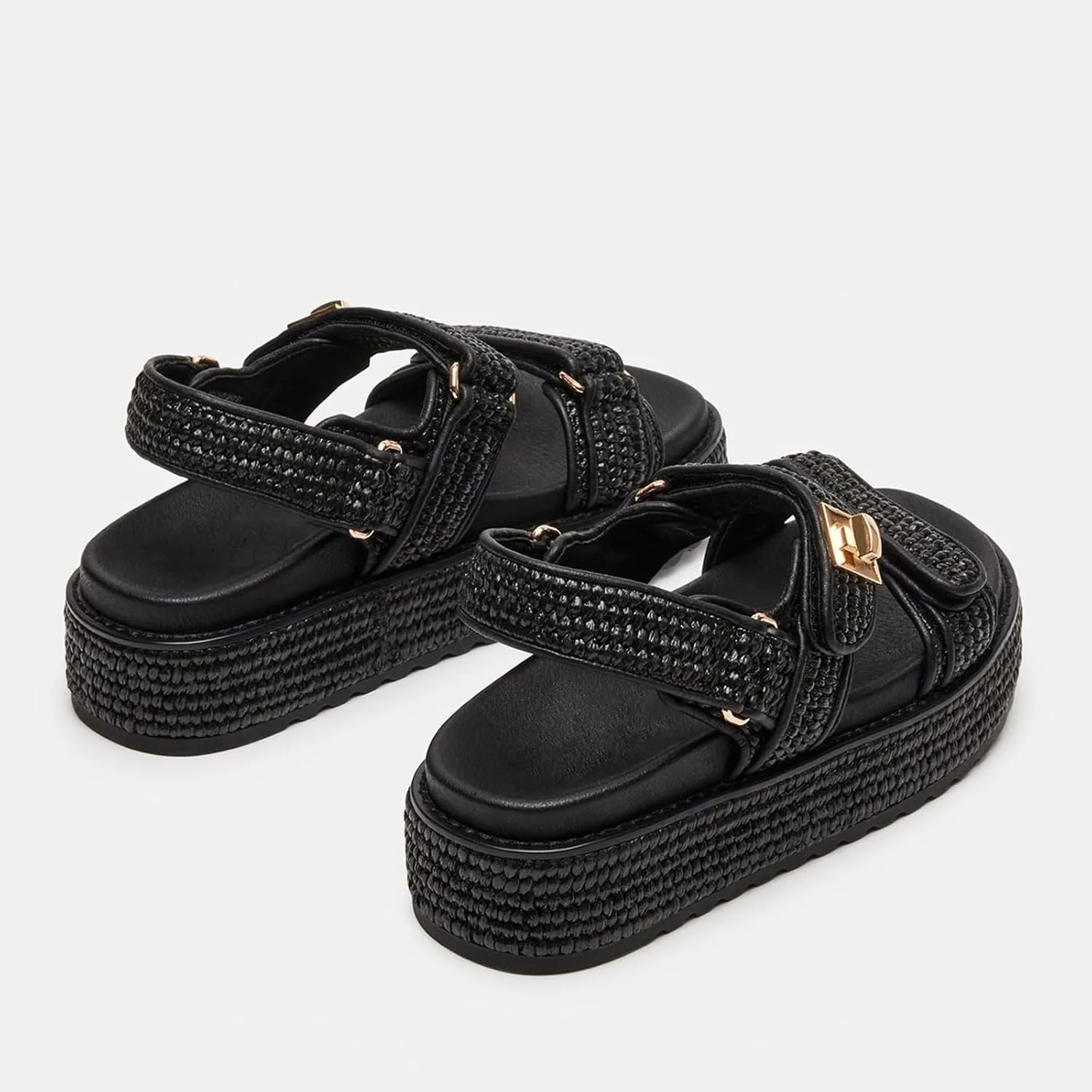 SOVANYOU Raffia Platform Wedge Sandals for Women Comfortable Summer Beach Sandals Open Toe Slingback Platform Sandals with Adjustable Double Buckle