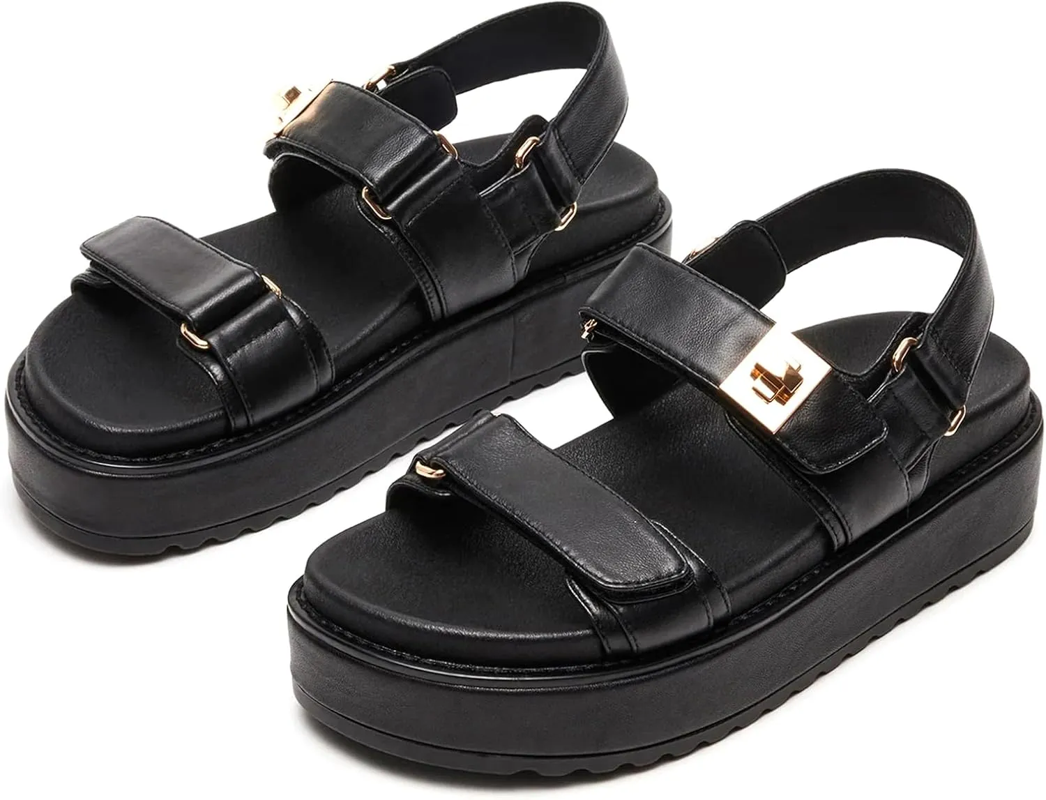 SOVANYOU Raffia Platform Wedge Sandals for Women Comfortable Summer Beach Sandals Open Toe Slingback Platform Sandals with Adjustable Double Buckle