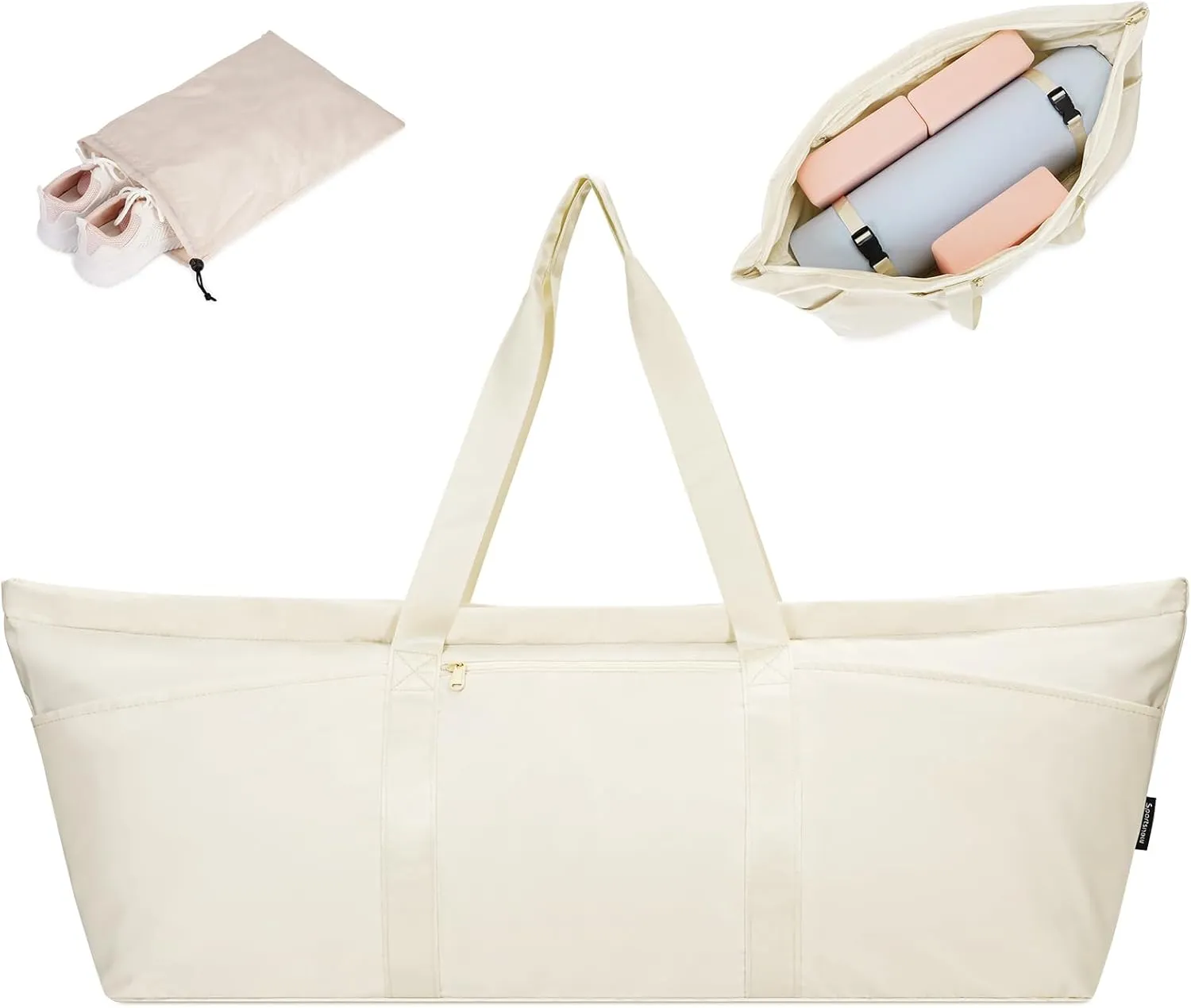 sportsnew Large Yoga Mat Bag with Shoes Compartment and Wet Pocket Ladies Pilates Gym Tote Bag with Yoga Mat Holder Strap for Women Men Workout Carrier Stuff Accessories