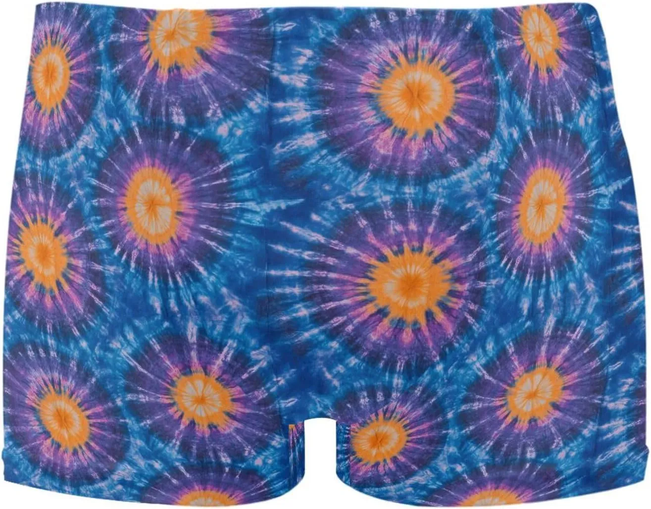 Square Leg Swim Briefs for Men, Tie Dye Circle Print Athletic Jammers Swimsuit Shorts S