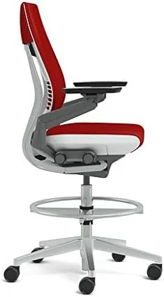 Steelcase Gesture 442 Stool Chair - Saddle Elmosoft Leather, Shell Back, Light on Dark Frame