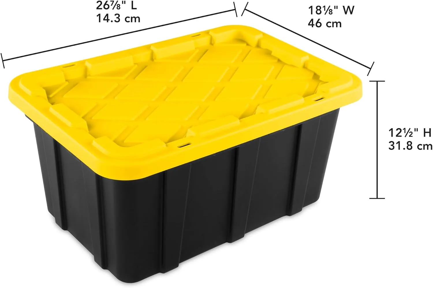 Sterilite 6-Pack Stackable Storage Bins, Heavy Duty Totes w/ Lids, 17 Gallon, Black/Yellow