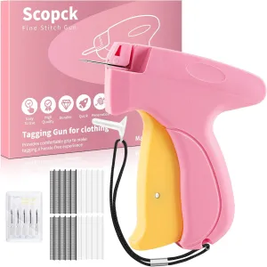 Stitch Gun for Clothes - Handheld Stitch Gun Quick Clothing Fixer - Mini Sewing Micro Tagging Gun - Includes 6 Needle, 1000 Black Fasteners & 1000 White Fasteners (Pink-Yellow)