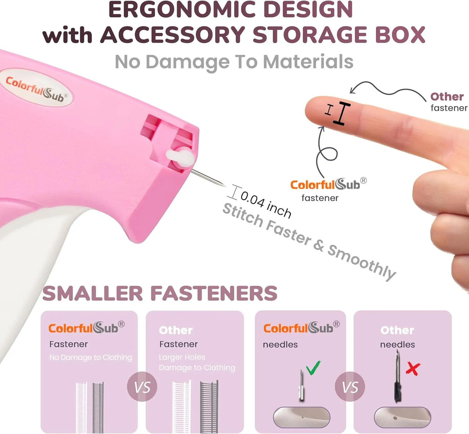 Stitch Gun for Clothes Sewing, Handheld stitchy Quick Clothing Fixer, Sticky Gun for Clothes Quick Stitch Sewing Gun kit Includes 6 Needles and 2000 Fasteners (Pink)