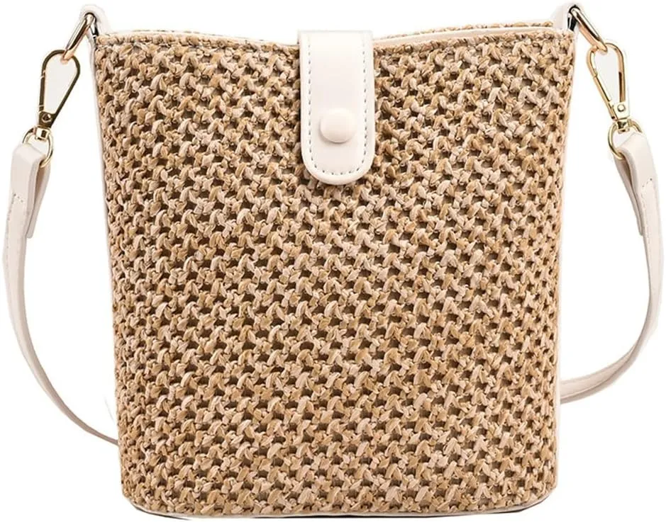 Straw Beach Bags For Women Rattan Purse Summer Straw Cross-body Bag Raffia Handbag Purses Shoulder Bag Small Bucket Bag 2025