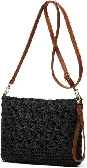 Straw Beach Bags For Women Rattan Purses Summer Straw Handwoven Bag Raffia Handbag Shoulder Bag Cross-body Square Bag