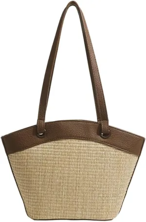 Straw Beach Bags For Women Small Straw Tote Bag Rattan Purse Summer Straw Handmade Bag Raffia Handbag Purse Shoulder Bag 2024