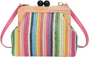 Straw Beach Bags For Women Summer Straw Cross-body Bag Raffia Handbag Pearls Purses Shoulder Bag Shell Shaped Bag 2025