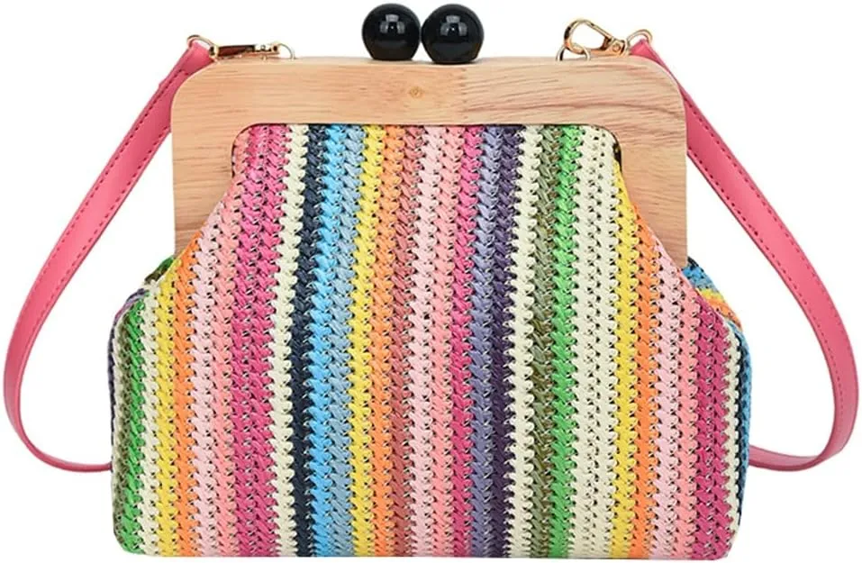 Straw Beach Bags For Women Summer Straw Cross-body Bag Raffia Handbag Pearls Purses Shoulder Bag Shell Shaped Bag 2025